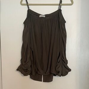 Lola & Sophie Olive Taupe off the shoulder Gathered Top